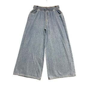 Aje Studio Sunray Jeans Womens 8 Blue Wide Leg Baggy Denim Pants Designer Boho